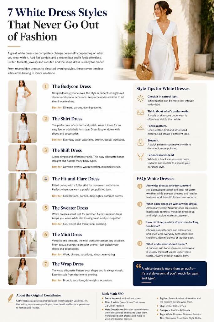 7 White Dress Styles That Never Go Out of Fashion