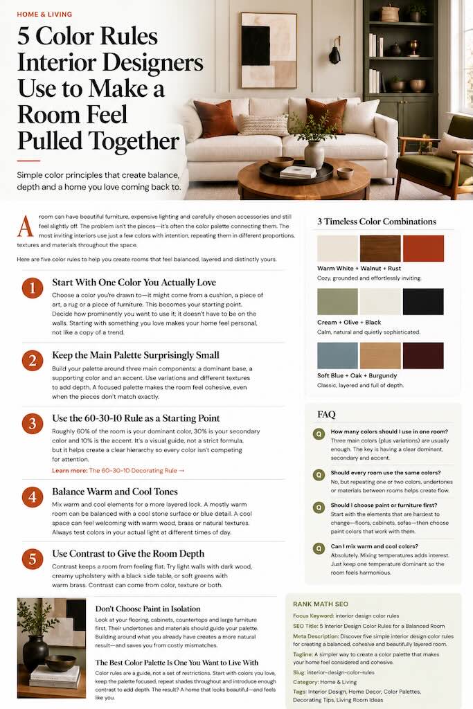 5 Interior Design Color Rules for a Balanced Room