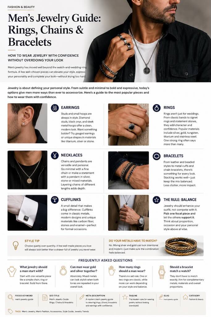 Men’s Jewelry Guide: Rings, Chains & Bracelets
