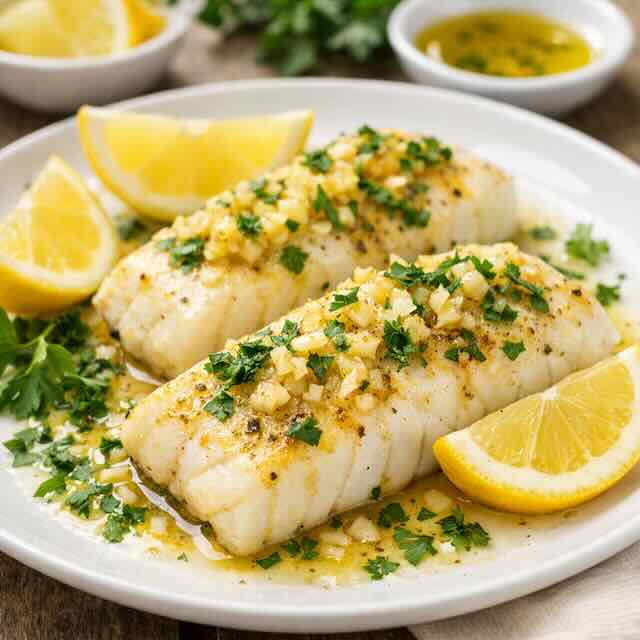 Lemon Garlic Baked Cod