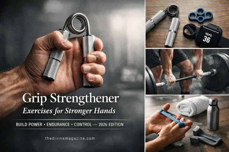 Hand gripping exercise with a grip strengthener for stronger hands and improved grip strength.