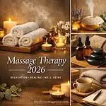 Relaxing massage therapy with candles, essential oils, and towels for stress relief and mental welln.