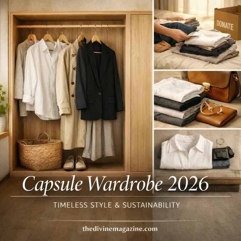 Elegant capsule wardrobe with neutral tones for sustainable fashion in 2026.