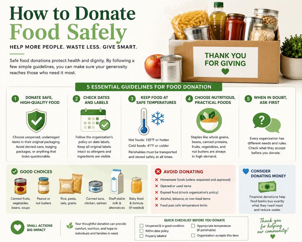 How to Donate Food Safely: What to Know Before Giving