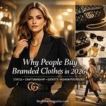 branded fashion psychology Elegant woman with Gucci accessories, showcasing luxury branded clothes and accessories.