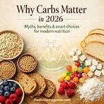 Why Carbs Matter Assorted healthy carbs including bread, berries, and grains for modern nutrition.