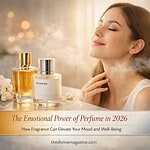 Perfume and Mood Woman enjoying the scent of perfume, highlighting emotional and mood benefits of fragrances.