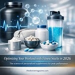 Assorted protein powders and supplements for fitness stacks and workout optimization.