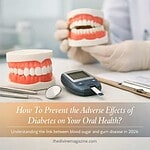 Diabetes Oral Health Model of teeth and blood sugar monitor for diabetes oral health care.
