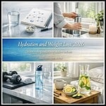 Hydration and Weight Loss Glass of water with lemon and healthy drinks for hydration and weight loss.