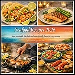 Delicious seafood dishes including shrimp tacos, grilled salmon, and seafood salad for any occasion.