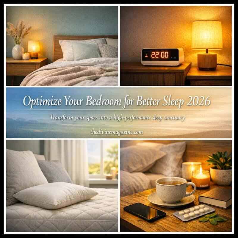Cozy bedroom with soft lighting and comfortable bedding for restful sleep.