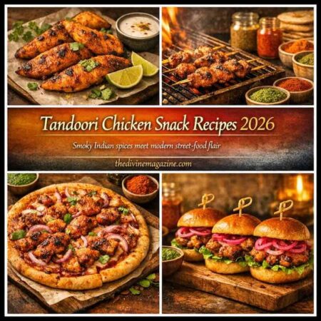 Delicious tandoori chicken snacks with spices and herbs, perfect for street food lovers.