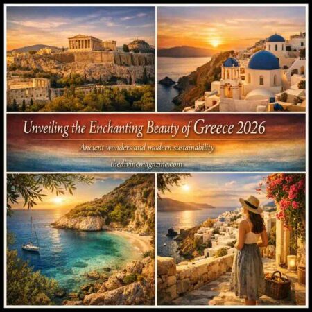 Unveiling the Enchanting Beauty of Greece: A Traveler’s Guide Beautiful sunset over Santorini with iconic white buildings and blue domes.