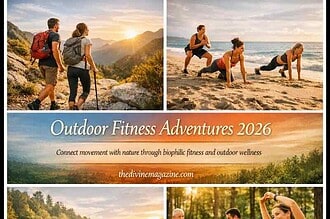 Group hiking and outdoor yoga sessions in scenic natural settings.