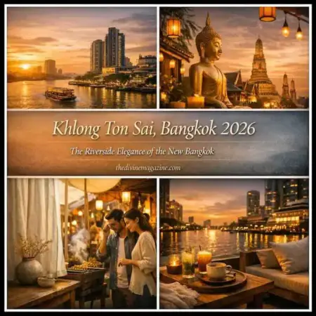 The Delightful Attractions Of Bangkok’s Khlong Ton Sai District Beautiful sunset over Khlong Ton Sai district in Bangkok, showcasing riverside attractions and vibra.