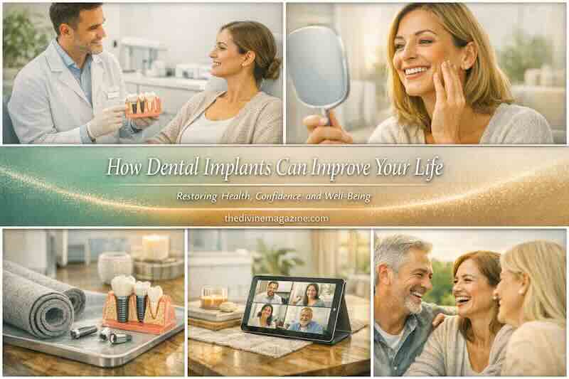 Woman smiling after dental implant consultation with dentist.
