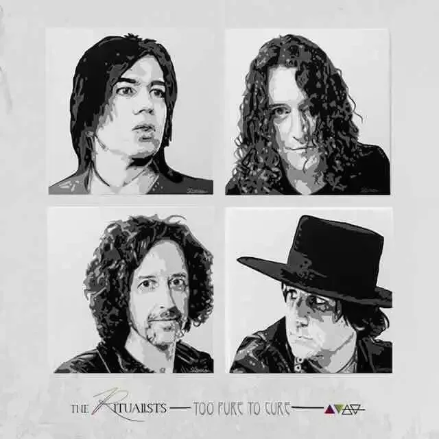 Black and white illustrated portraits of The Actuallists band members.