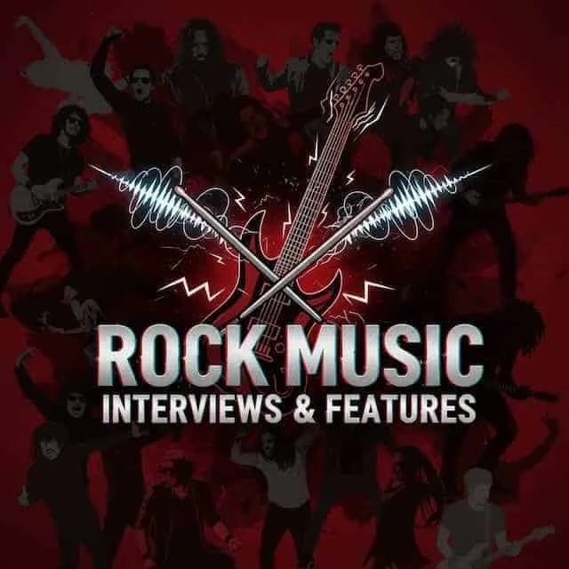 Vibrant rock music scene featuring artist interviews and feature stories for fans and musicians.