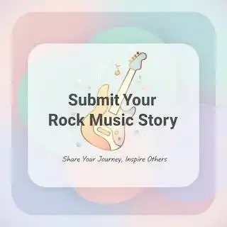 Alt: Illustration of a hand playing an electric guitar with musical notes around, promoting music submissions.