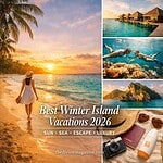 winter island vacations Overwater bungalows and snorkeling in tropical waters.
