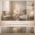 Cozy Scandinavian bedroom with neutral tones and soft lighting for a calm, intentional living space.