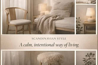 Cozy Scandinavian bedroom with neutral tones and soft lighting for a calm, intentional living space.