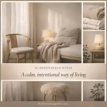 Cozy Scandinavian bedroom with neutral tones and soft lighting for a calm, intentional living space.