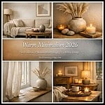 Cozy Scandinavian living room with neutral tones and soft lighting.