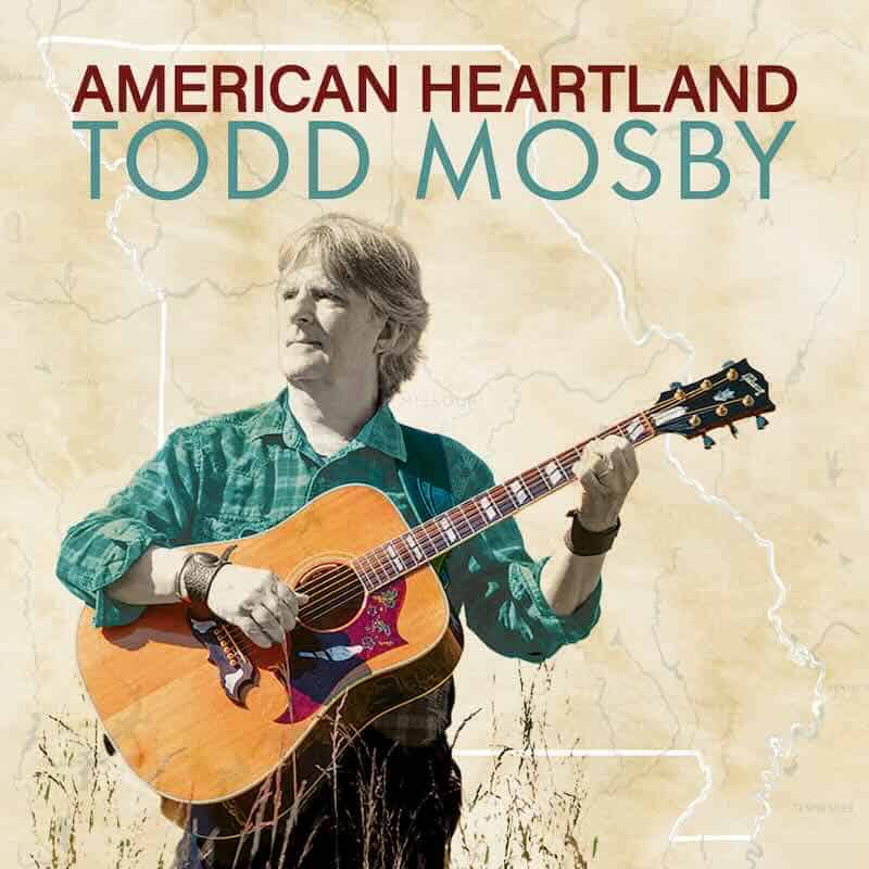 Todd Mosby playing guitar outdoors in a natural setting, promoting slow living and American heartlan.