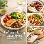 Healthy, colorful meal with salmon, quinoa, and vegetables for energy and calm.