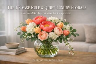 Scandinavian floral arrangement demonstrating the 1/3 vase rule — quiet‑luxury bouquet styling
